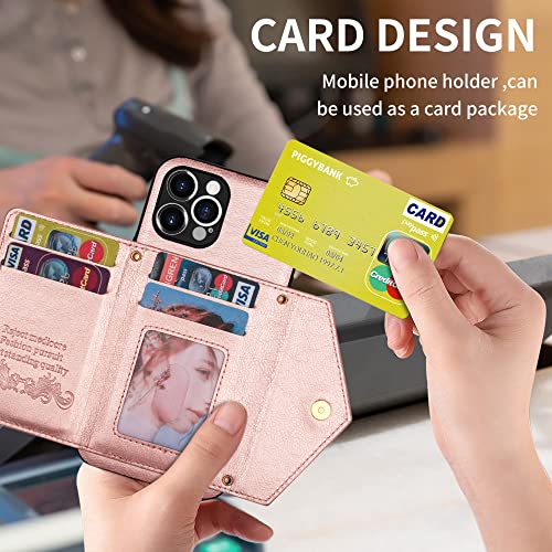 Carteira com zíper para iPhone 13 12 Mini 11 X XR XS Pro Max 7 8 Plus Case com suporte para cartão a