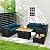 Rattaner Outdoor Furniture Sets 45 Inches Fire Table 6 PCS Patio Furniture Set Gas Fire Pit Table with Outdoor Storage Box Glass Coffee Table and Waterproof Covers Anti-Slip Peacock Blue Cushions