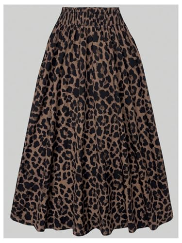 GORGLITTER Women's Leopard Cheetah Print Flowy Maxi Skirt Animal Boho Casual Bow Tie High Waisted Long Skirts 20252