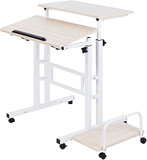 Computer Desk with Wheels, Raised Desk, Office Table, Removable Computer Desk 60 x 60cm
