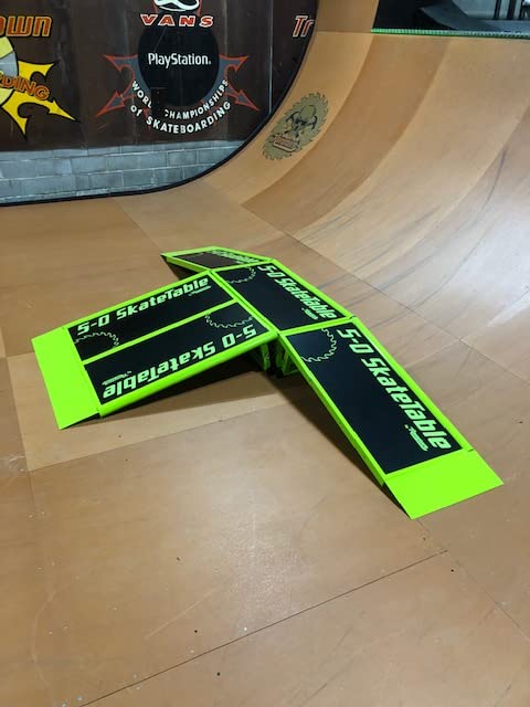 Ramptech 5-0 Pyramid Combo (5 - Skate Tables) Weatherproof, Heavy-Duty Indoor and Outdoor Skateboard Ramp - Portable, Modular, Expandable, Connectable Skateboard ramp