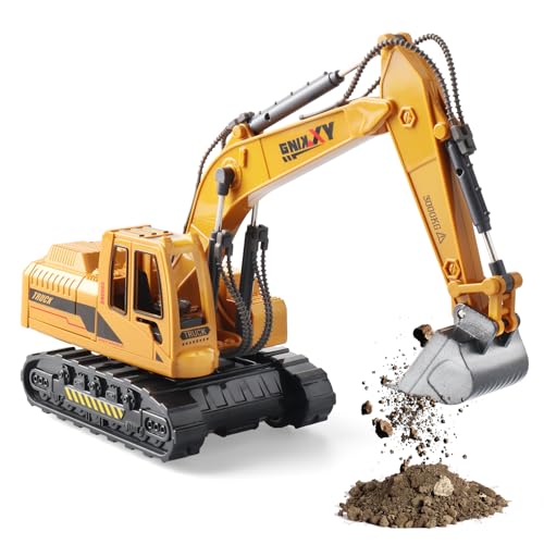 victob Metal ABS Excavator Toy Diecast Manual Construction Vehicles Digger Truck Model Toys for Boys Kids Ages 3-5 4-7 8-12 Christmas Birthday Gifts