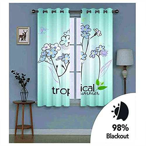 Rideaux occultants fleurs tropicales 3D 200x214cm