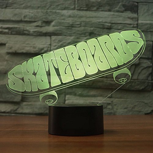 Lámpara de Noche Ilusión 3D Skateboard Cambios 7 Colores miniatura 5