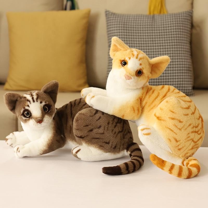 Image of Cat Soft Toy 35cm with Meow Meow Sound, Realistic Plush Cat Stuffed Animal, Cute Cat Plushie for Kids Boys Girls, Birthday Gift, Home Decor(Gray)