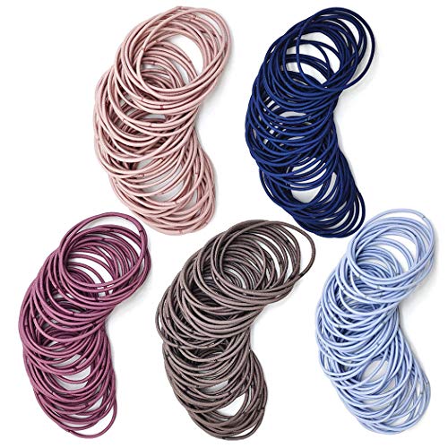 100 Piezas Multicolor Elástico Pelo Gomas sin Metal Suave Elástico, 2 mm en Espesor Pelo de Niñas Pequeñas Coleteros Elásticos para el Pelo Grueso y Rizado para Mujeres y Niñas