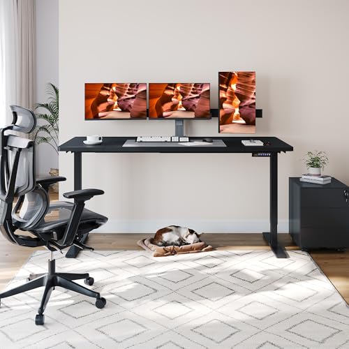 Image of Dual Motor Standing Desk, Large Stand Up Desks, 71x31 Inches Electric Sit Stand Desks, 4 Memory Preset Adjustable Height Computer Table for Home Office with Splice Board (Black)