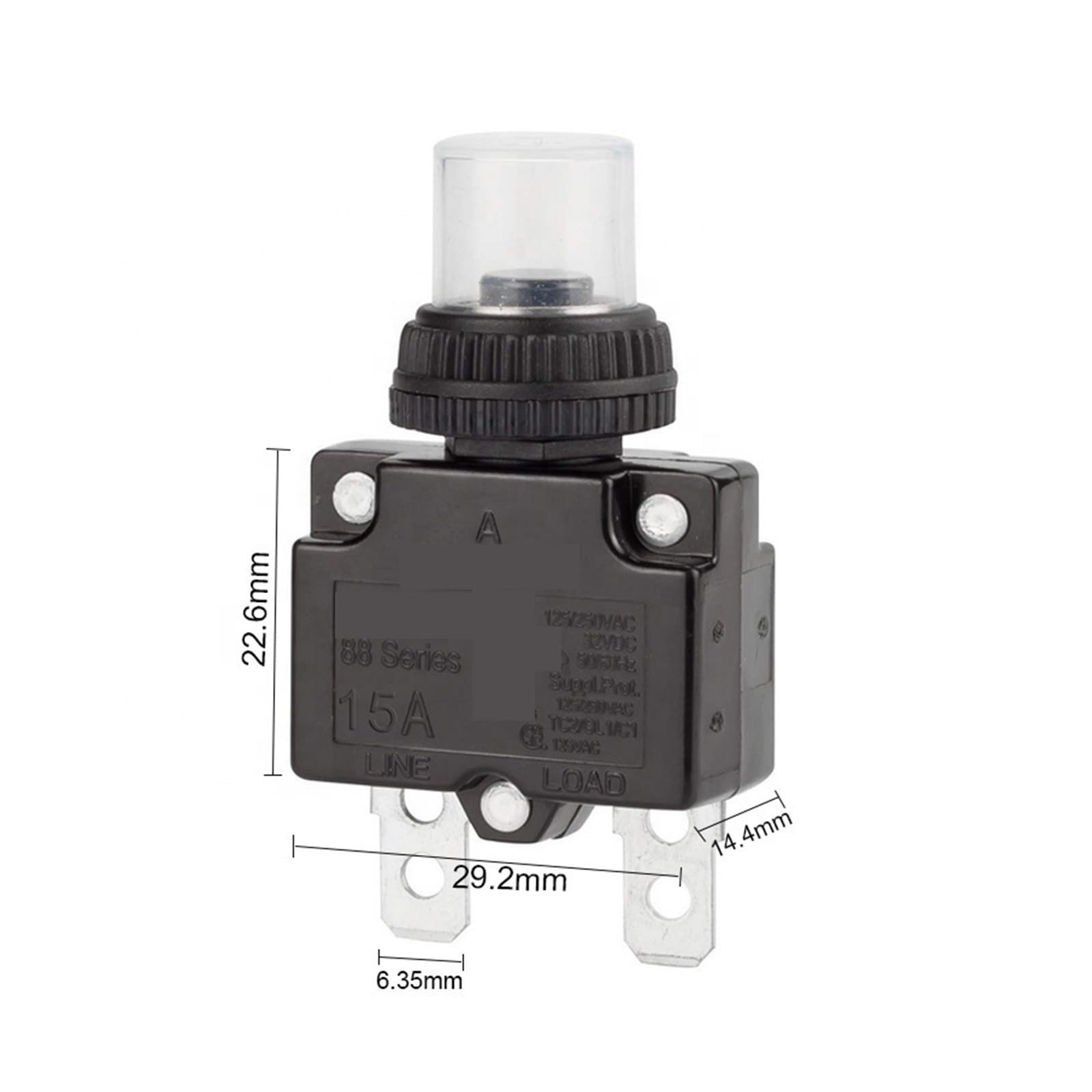 Rückstellung des thermischen Überlastungsschutzsch Leistungsschalter der Serie 88, 5 A, 10 A, 15 A, 20 A, 25 A, 30 A, DC, automatischer Reset, thermischer Überlastschutzschalter for Motoren(12A)