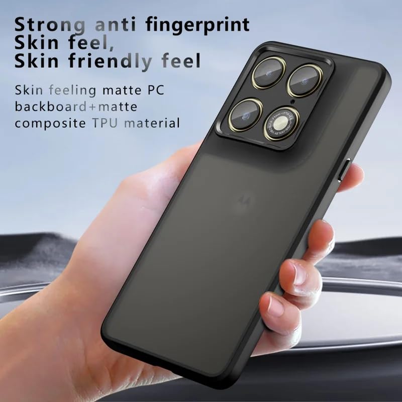 Image of Matte PC TPU Phone Case for Motorola Moto Signature, Black | Anti-Fingerprint, 2.4m Drop Protection, Camera Lens Guard, Airbag Corners, Skin-Friendly Feel