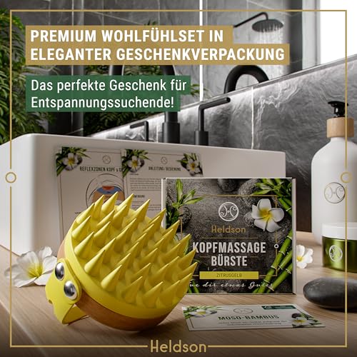 HELDSON Kopfhaut Massagebürste Bambus – Kopfmassage & Shampoo Bürste – Ansicht 2