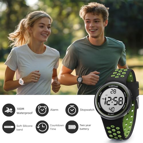 Digital Watch Unisex, 10ATM Waterproof Watch for Swimming Soft Double Injected Silicone Band Stopwatch Alarm Countdown Dual Time Mutifunction2