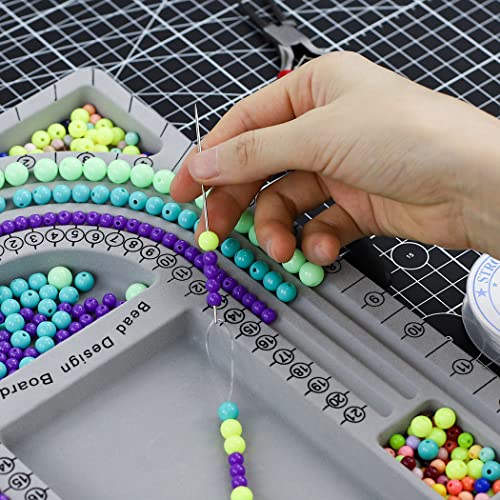 NIUPIKA Bead Board for Jewelry Making Bead Tray Beading Supplies Flocked Design Necklace Maker Bracelet Making Trays Measurement Board Handmade DIY Craft Tools Kit with Jewelry Pliers - Image 3