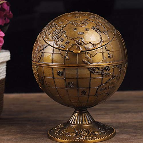 Fayme Vintage metaal met deksel Globe asbak Europees retro huis kantoor hotel asbak decor rook accessoires, doos - Image 6