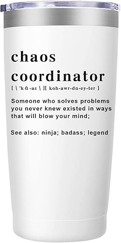 Vaso de Coordinador de Chaos, regalos de Navidad para mujeres, idea de regalo única para jefas, damas, profesores, oficina, regalos para mamá,
