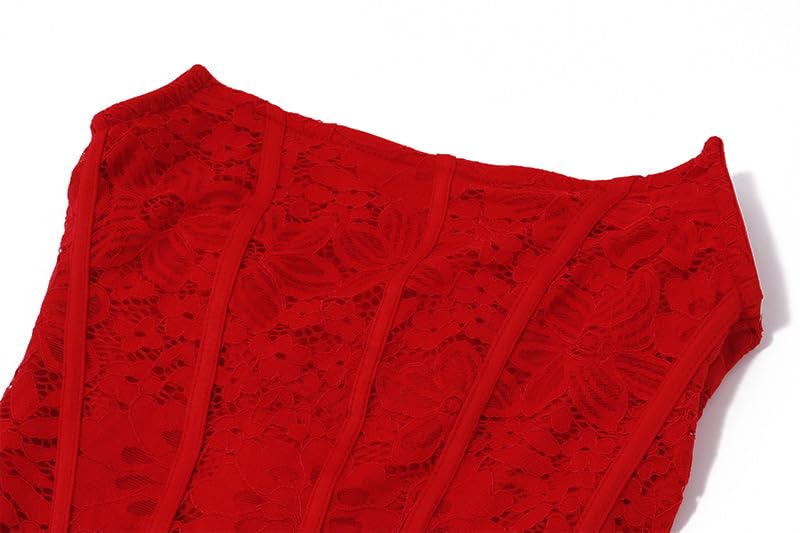 Image of Women's Dress,Sexy Lace Semi See Through Short Dress, Off-Shoulder Bustier Skirt, Asymmetric Short Skirt,Slim