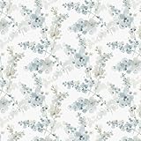 Floral Peel and Stick Wallpaper,Boho Blue Watercolor Flower Self Adhesive Wallpaper Boho Contact Paper Removable Decorative Wall Paper for Bedroom Bathroom Shelf Liner Decor Vinyl 17.3' x 78.7'