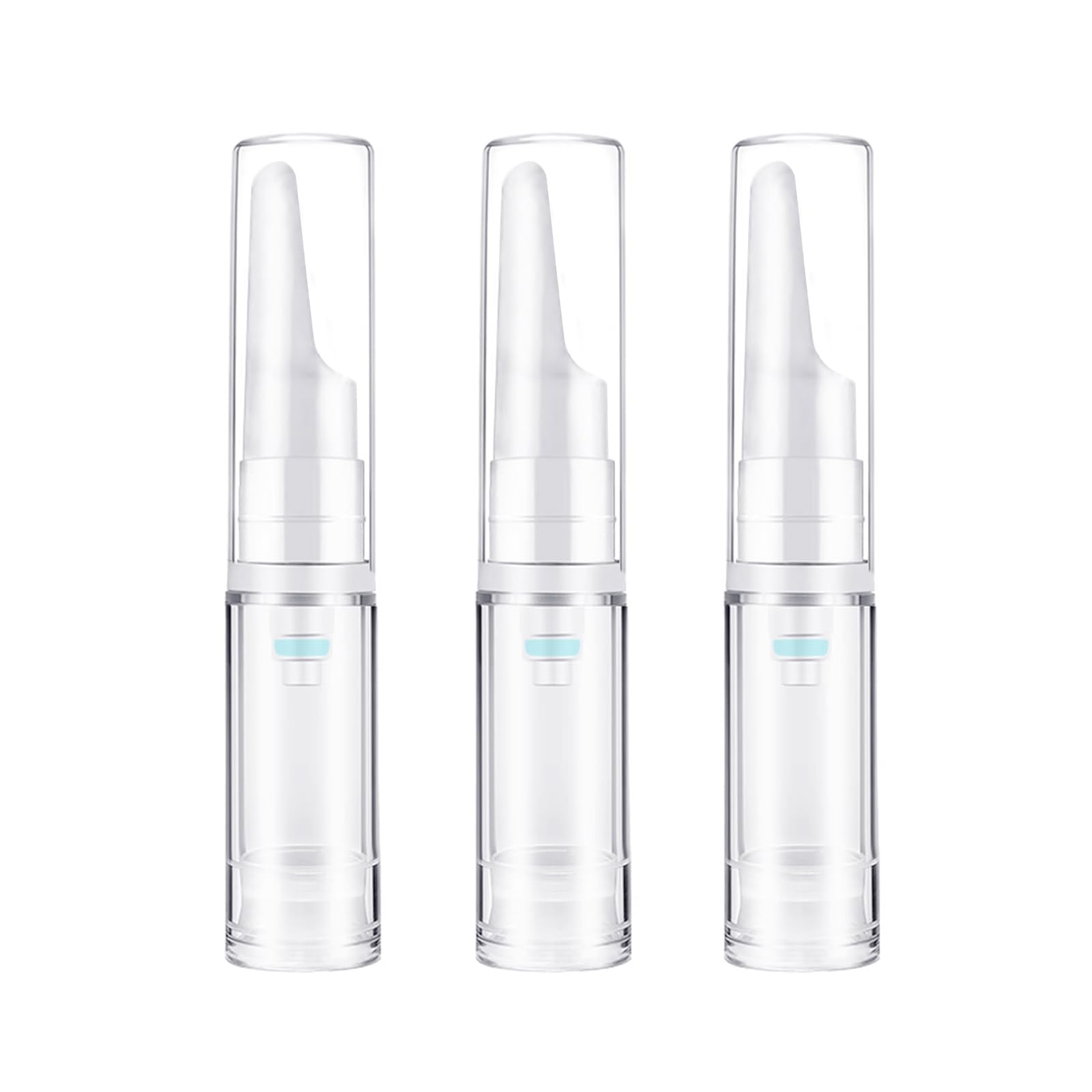 3pcs Empty Travel Press Pump Bottles Small Face Serum Airless Pump Jars Lotion Eye Cream Container Vial Portable Essential Oils Refillable Toiletries Bottles (5ml)