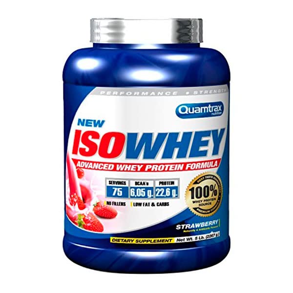 Quamtrax Nutrition - Iso Whey - 5 lb - Fresa y Kiwi - Proteína de suero de alto contenido proteico, rápida absorción y bajo en grasas