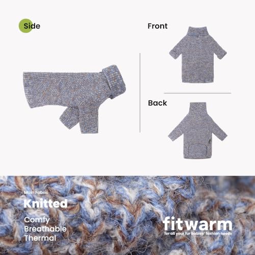 Image of Fitwarm Knitted Turtleneck Dog Sweater, Cozy Dog Winter Clothes for Small Dogs Boy Girl, Thermal Pet Apparel, Heather Blue, XXL