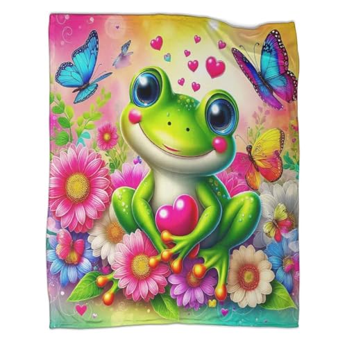 Couverture grenouille 3D anti-peluche plaid microfibre chaud lit