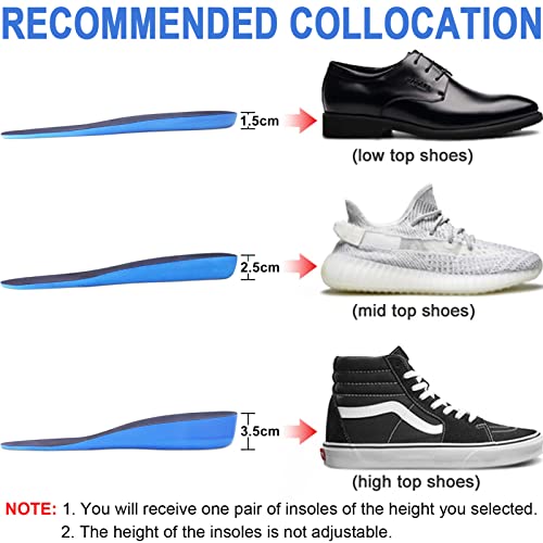 Image of Ailaka Height Increase Shoe Insoles 1 Pair, Breathable Elastic Shock Absorption Cushion Sports Replacement Insert for Men & Women, Invisible Elevator Shoes Lifts Leg Length Discrepancy (Pack of 2)