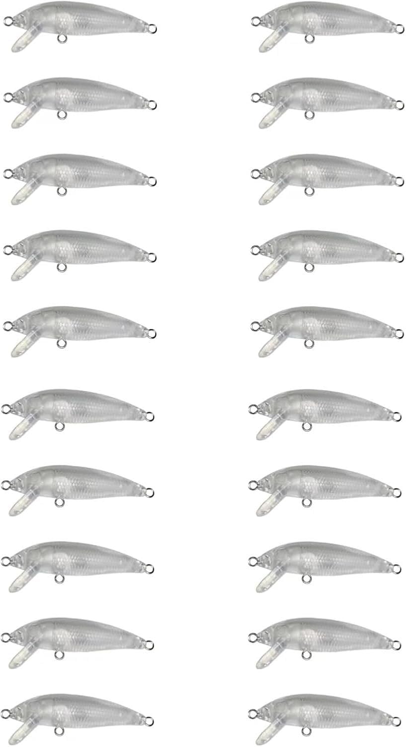 Jerkbait Fishing Lure Blanks, 20pcs Unpainted Crankbaits Blank Lures Set, Musky Lure Blanks,Fishing Hard Lures (3.8g/5cm)