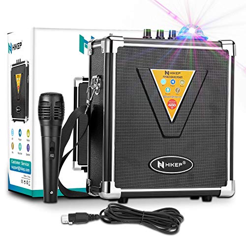 HIKEP Portable Bluetooth Karaoke Machine with USB Disco Lights, Wireless PA Speaker System