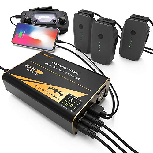 Energen DroneMax MP18A Drone Battery Charger, DJI Mavic Pro Accessories, Intelligent Fast Multi Battery Charging Hub Station (Charge 3 Batteries & 2 USB Ports Simultaneously)