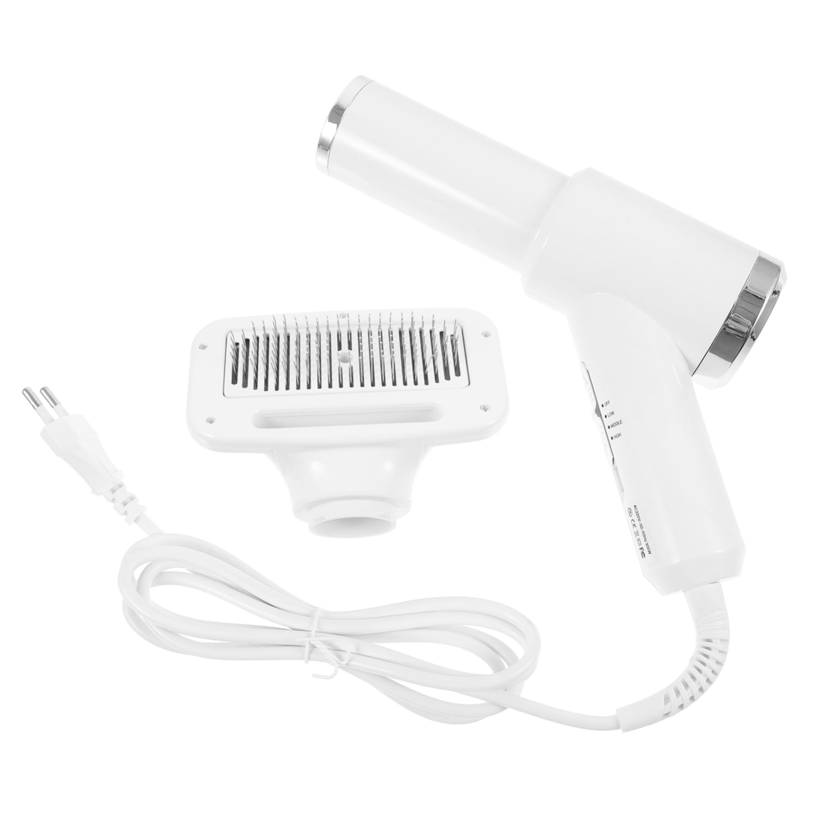 Brosse-souffleur pour Animaux Portable, Peigne Démêlant Blanc en Plastique | Chat et Chien, Usage de Toilettage, Format Compact, Accessoire pour Propriétaires D’animaux