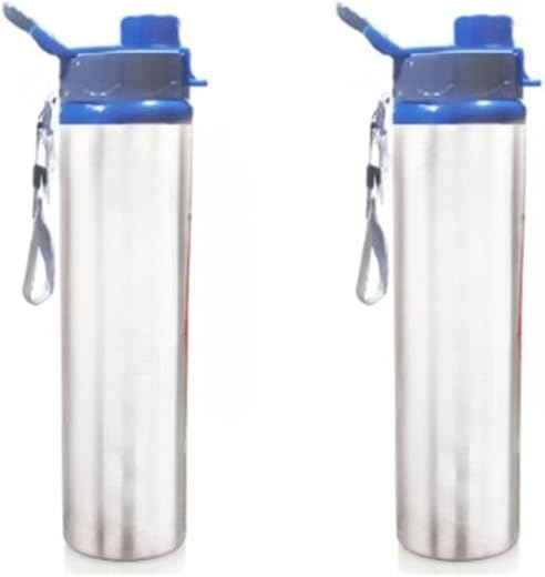 Sleek Single Wall Leakproof Stainless Steel Water Bottle/Fridge Bottle 750 ml Bottle (Pack of 2, Steel/Chrome, Steel) For ...