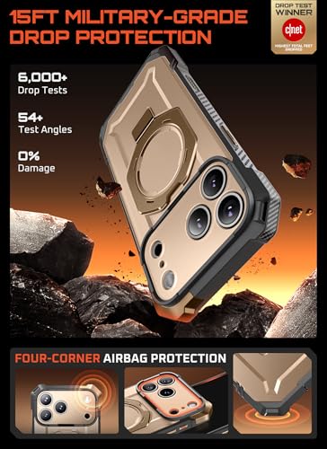 Image of SUPCASE for iPhone 17 Pro Case with Stand & Camera Control Button, Desert | Compatible with MagSafe, Military-Grade Drop Protection, Anti-Slip Grip, Heavy Duty Magnetic Phone Case, Unicorn Beetle Grip