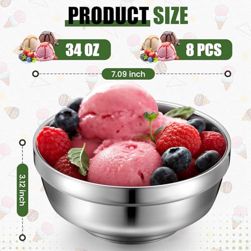 Set de 8 Tazones de Acero Inoxidable 34 oz miniatura 2