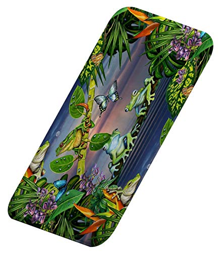 A.Monamour rutschfest Saugfähig Waschbar Badematte Tropische Blätter Blüht Grünen Frosch Auf...