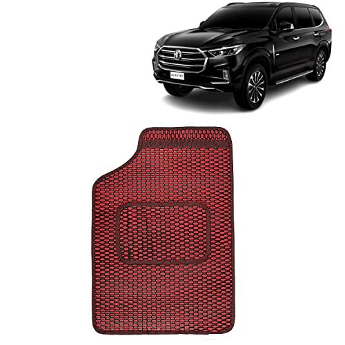 Image of Kingsway Dotted Design Car Floor Foot Mats Universal Fit for Morris Garages (MG) Gloster, Model Year : 2020 Onwards, Water and Dustproof, Color Red, Set of 5 Pieces