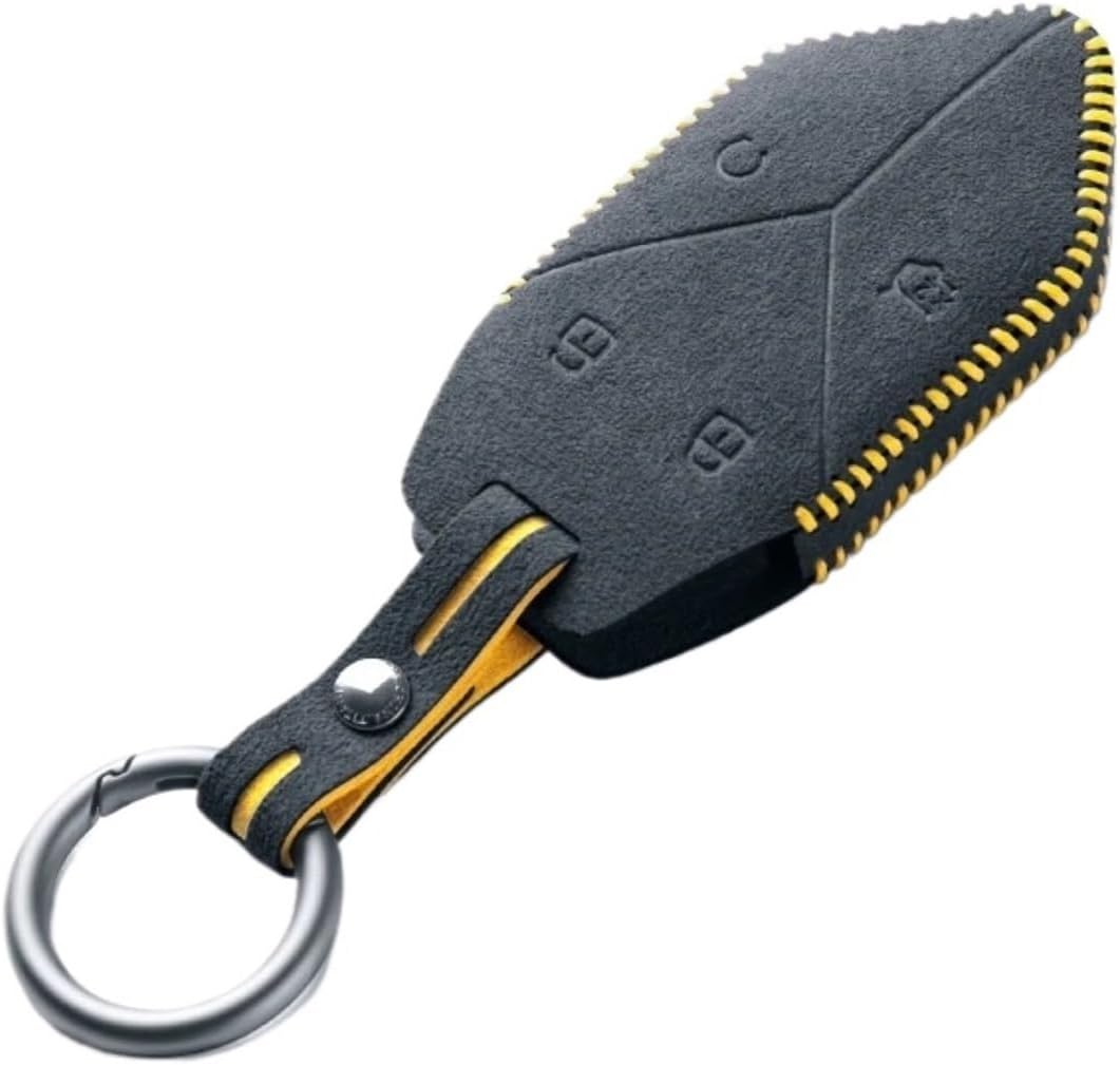 Car Key Protection Cover Compatible For BYD Leopard 5 Simple Style Suede Remote Case Accessories Modification Parts(Yellow)