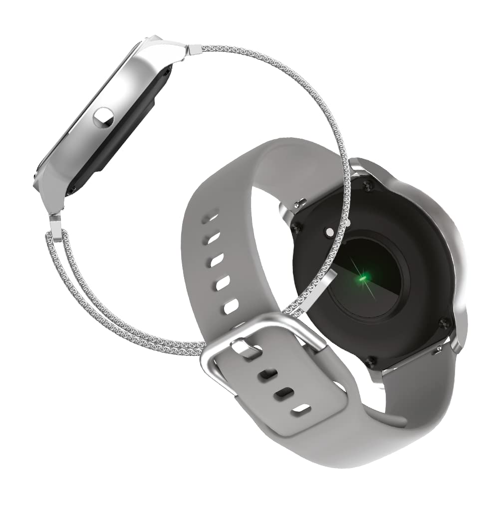 Forever smartwatch ForeVive 2 SB-330 inteligentny zegarek, dwie bransoletki, wodoodporność IP68, monitor aktywności, powiadomienia, menu j. polski (Srebrny)