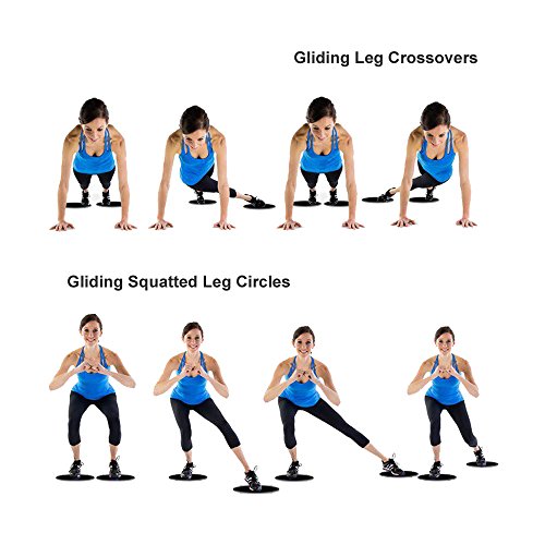 Core Sliders, Gliding Disc Fitness Training für Ganzkörper-Übung, Doppelseitig Gleitscheiben den Einsatz auf Teppichböden oder Parkett, Core Trainers Sliders für Core Training & Home Workouts