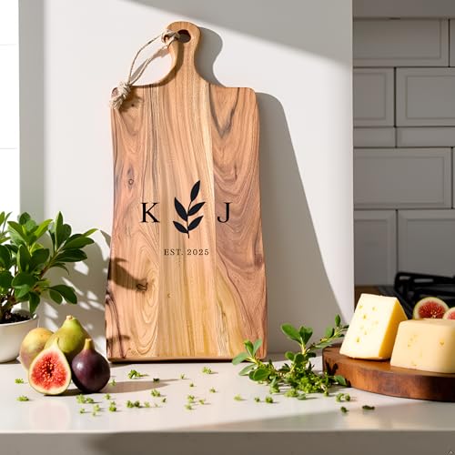 Tabla de cortar personalizada rectangular de madera de acacia miniatura 5
