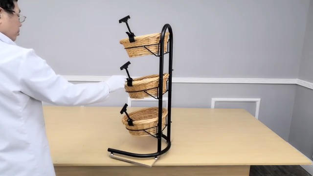 Amazon.com - FixtureDisplays 3 Tier Wicker Basket Metal Stand with