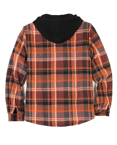 Image of ZENTHACE Mens Sherpa Lined Flannel Shirt Jacket with Hood,Full Zip