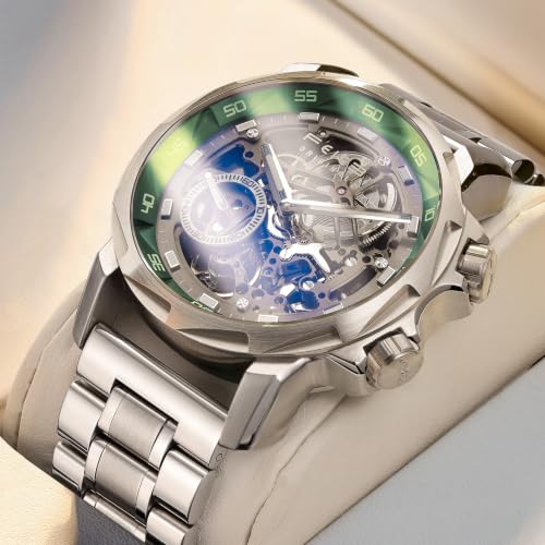 Image of FEICE FM511 Skeleton Auto Watch, Sapphire Luminous 5ATM Steel Strap.