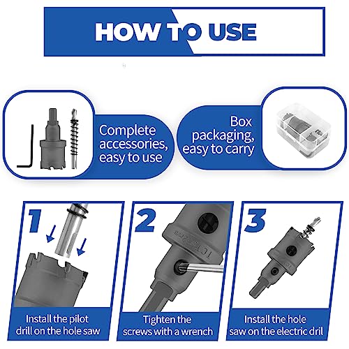 Cjueiom 32mm / 1-1/4 Inch Carbide Hole Saw, Metal Hole Cutter with Pilot Drill Bit - Image 3
