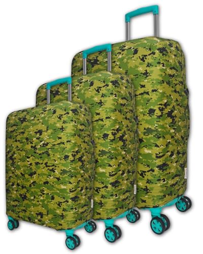 Image of Army Printed Luggage Cover for Traveling Bag & Suitcase - Stretchable & Scratchproof Trolley Protector with Velcro Lock & Lightweight Washable Material(Suitcase Not Included, Only Cover in Product)