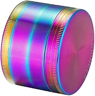 Spespo Rainbow Herb Grinder, 4 Pieces 2" Zinc Alloy Metal Grinder,Colourful Spice Crusher with Pollen Catcher