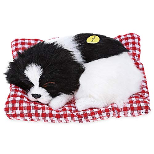 Simulation Lovely Dog That Make Sounds Doll Cute Sleeping Plush Dog Puppy on Mat Stuffed Decorations Furnishing Article and Craft,1Pcs Sleeping Dog with A Mat