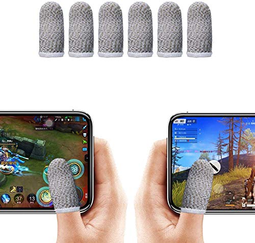 Finger Sleeve, Breathable Mobile Game Controller Finger Sleeve Touch Screen Finger Cot with Conducting Wire Fiber for PUBG Mobile, Rules of Survival, for Android iOS Tablet (4 Pack)