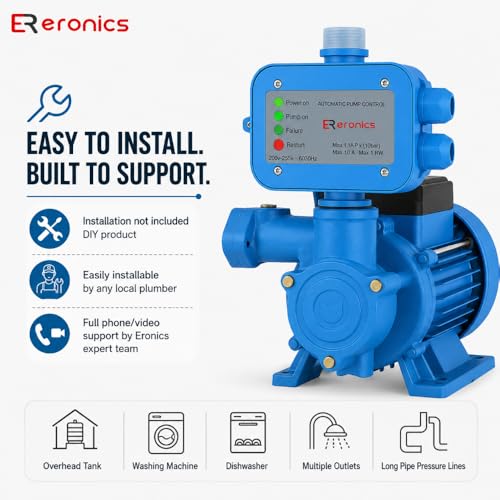 Image of 0.5 HP Pressure Booster Pump for Home with Automatic Pump Controller | Ideal for 2-3 Bathrooms & Kitchen | Constant Water Flow for Taps & Multi-Outlet Lines | Silent Copper Motor