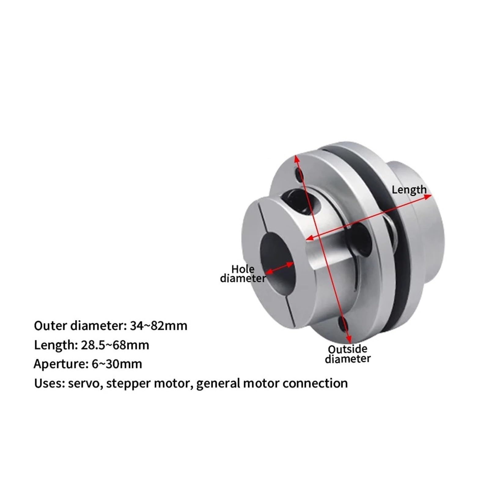 Acoplamiento de diafragma único, piezas CNC del acoplador del eje del motor de brida de acoplamiento de diafragma de paso 50X41(CST-50X41-14x17)