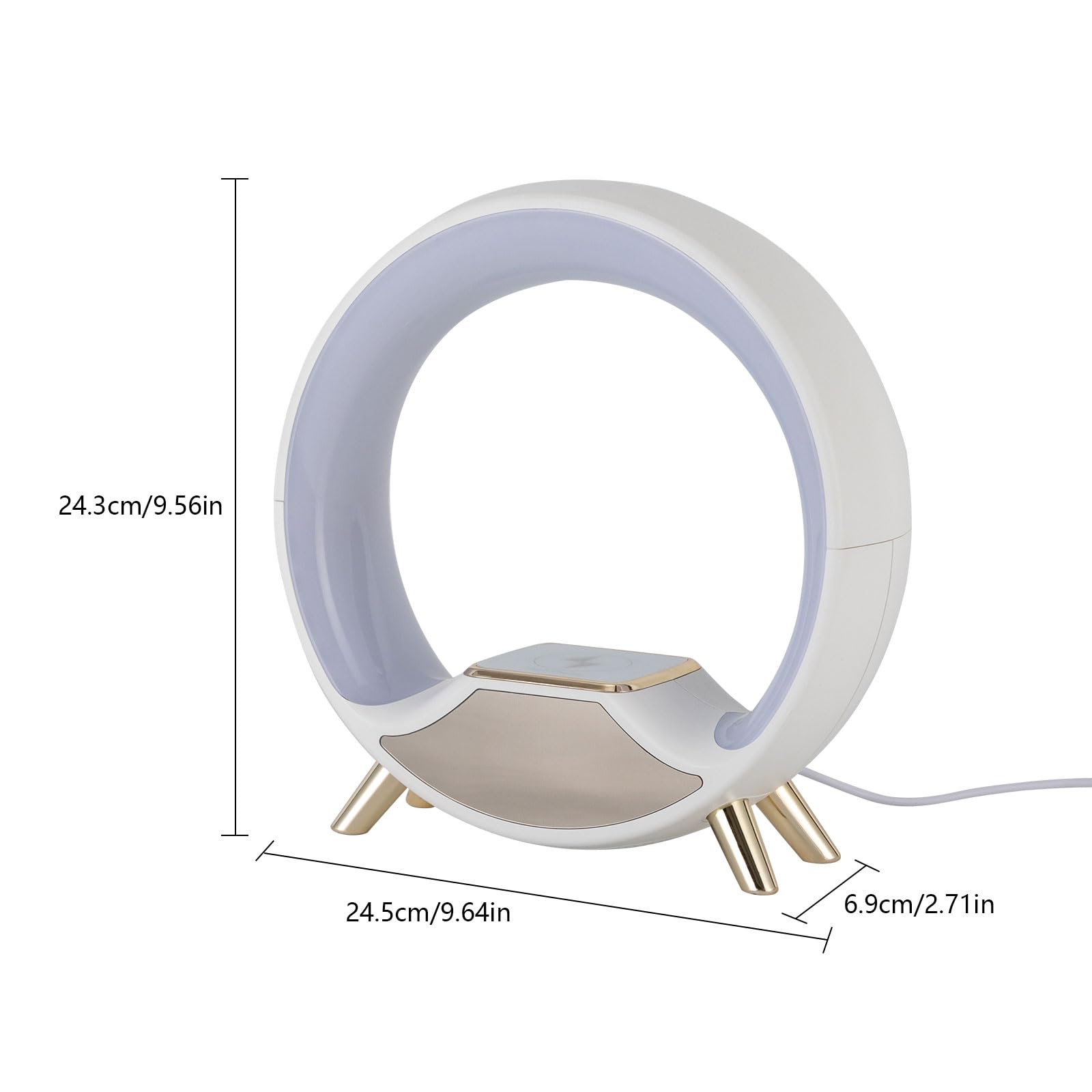 Lampada da comodino USB, dimmerabile, con funzione di ricarica rapida wireless e timer, cambia colore, luce notturna da tavolo per camera da letto (bianco)