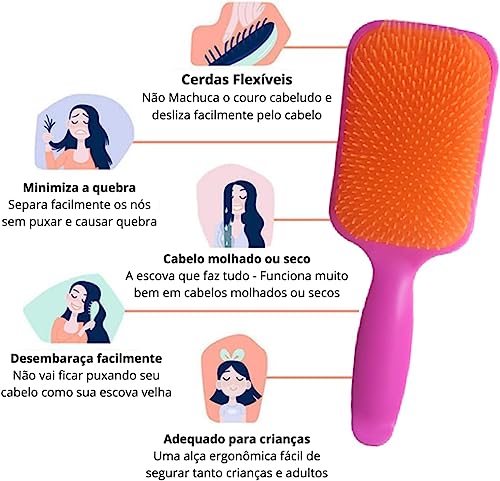 Outras Escova Raquete Desembaraçadora Funcional - Cores Sortidas